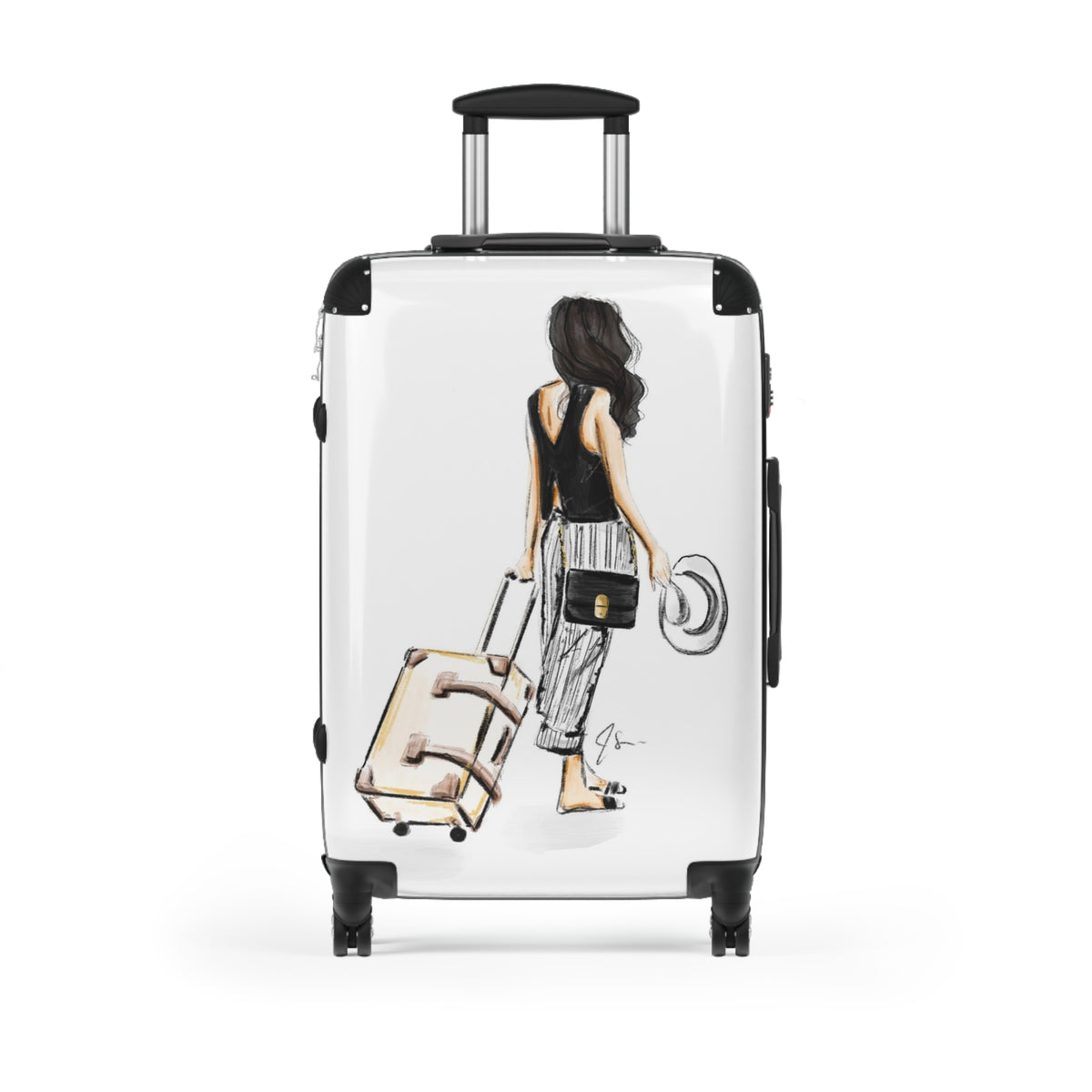 First Class (Black) Suitcase – Melsy's Illustrations