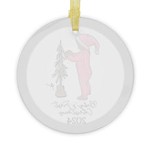 Baby's First Christmas (Pink) (Dark Skin) Glass Ornament