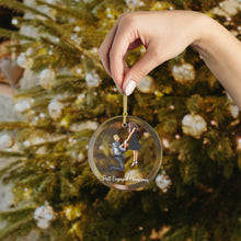 First Engaged Christmas Glass Ornament (Blonde and Brunette)