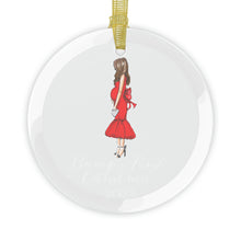 Bump's First Christmas (Brunette) Glass Ornament