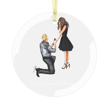 First Engaged Christmas Glass Ornament (Blonde and Brunette)