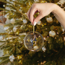 First Engaged Christmas  (Brunette Couple) Glass Ornament