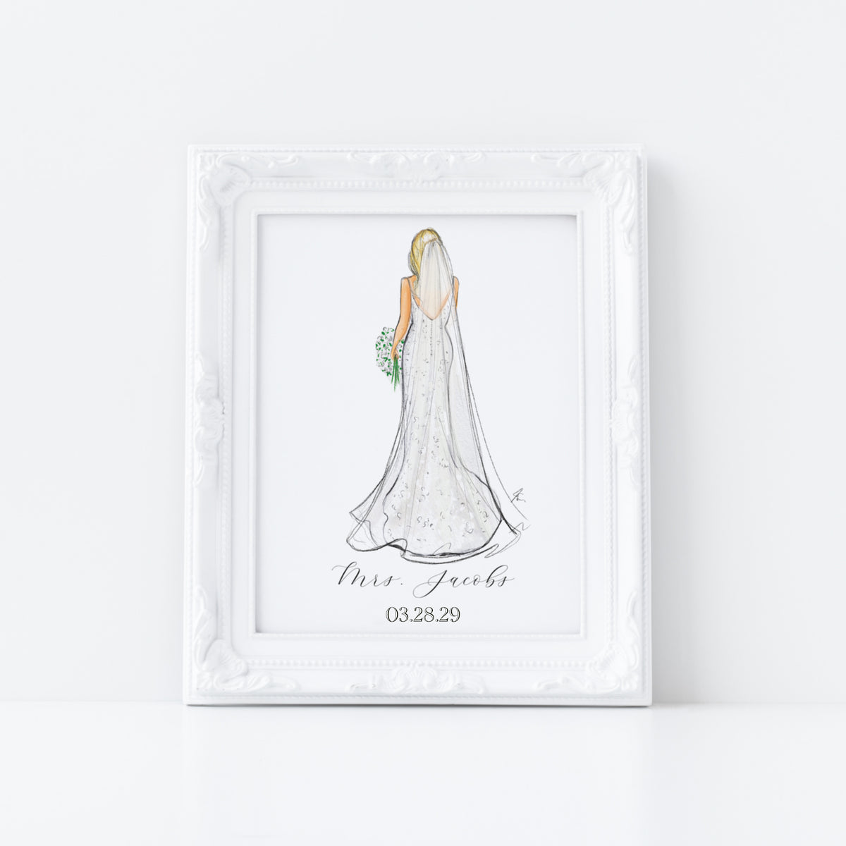 Custom Bridal Illustration - Personalized Bride Portrait – Melsy's