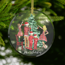 Custom Family Portrait Glass Ornament