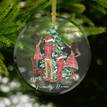 Custom Family Portrait Glass Ornament