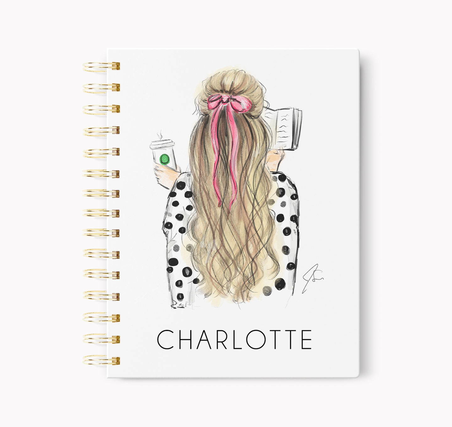 Personalized Hardcover Notebook: Bows and Books
