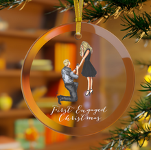 (Personalized) First Engaged Christmas Glass Ornament