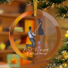 (Personalized) First Engaged Christmas Glass Ornament