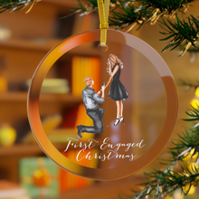 (Personalized) First Engaged Christmas Glass Ornament