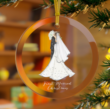 (Personalized) First Married Christmas Glass Ornament