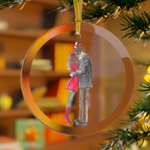 (Personalized) Holiday Couple Custom Glass Ornament
