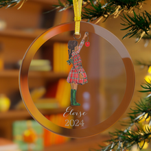 (Personalized) Braids and Plaid (Girl) Glass Ornament