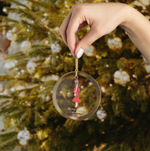 Bump's First Christmas (Brunette) Glass Ornament