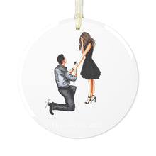 (Personalized) First Engaged Christmas Glass Ornament