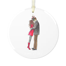 (Personalized) Holiday Couple Custom Glass Ornament