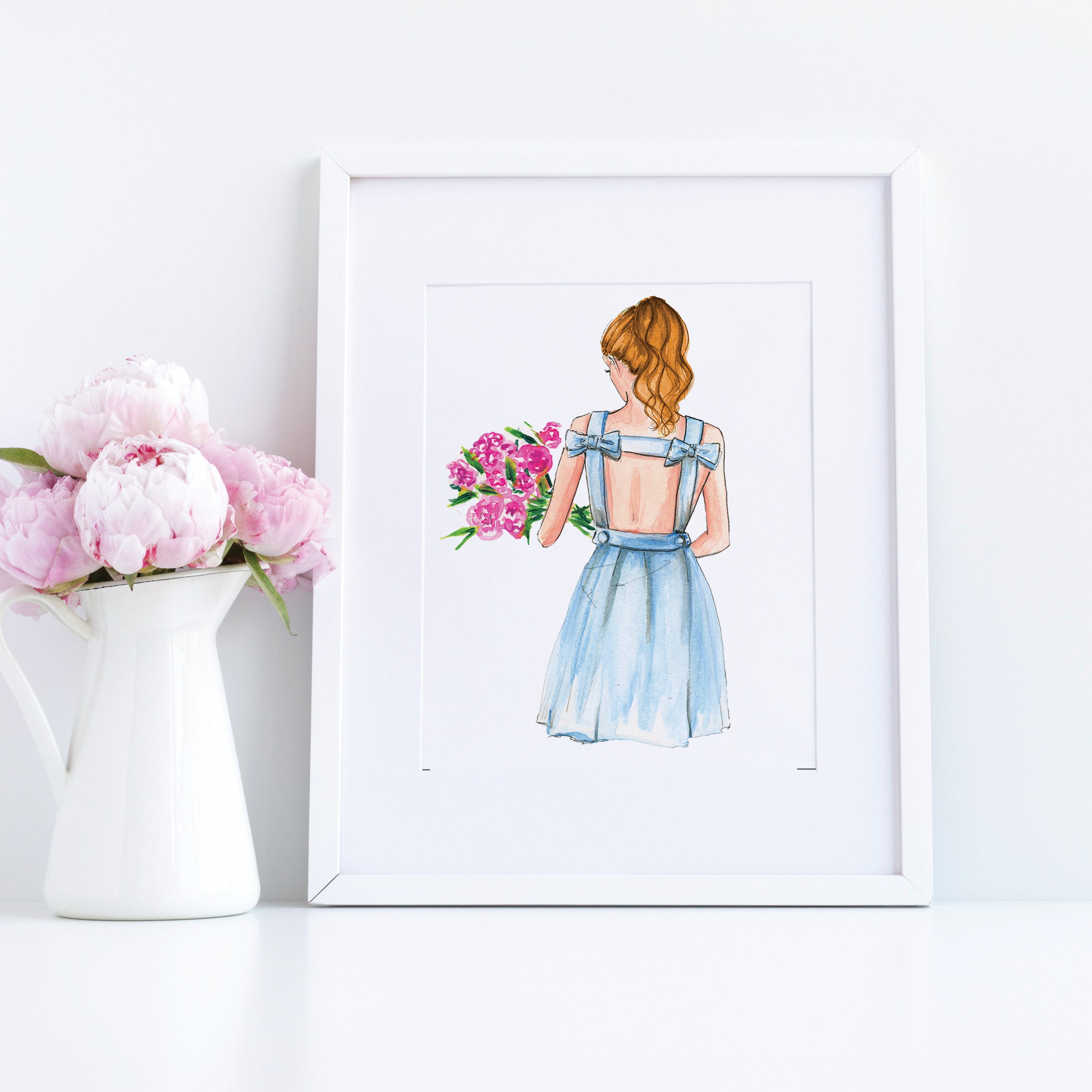 The Blue Dress with Flowers Print – Melsy's Illustrations