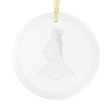 First Married Christmas Glass Ornament (Brunette Groom / Blonde Bride)