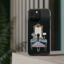 French Vanity Clear Impact-Resistant Phone Case - (Dark Hair/Brown Skin)