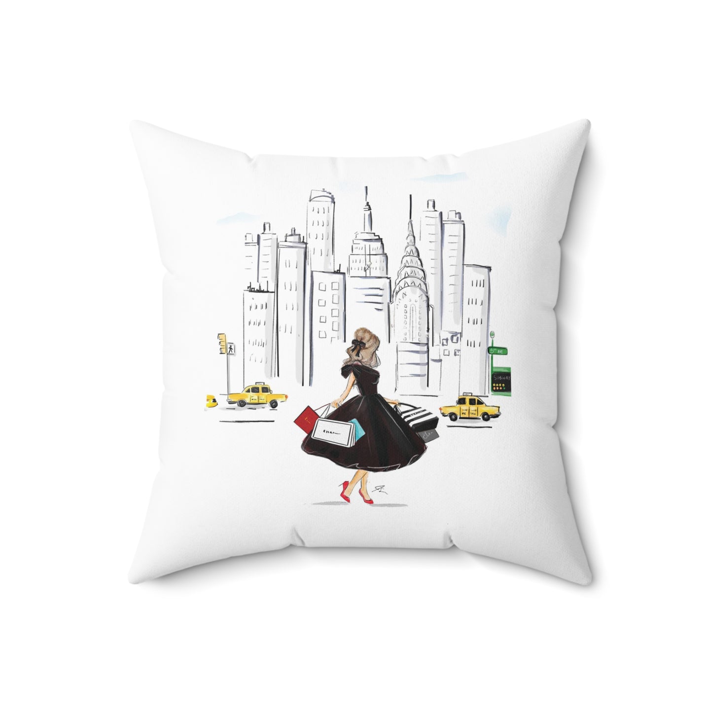 NYC Shopper (Brunette) Pillow