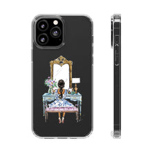 French Vanity Clear Impact-Resistant Phone Case - (Dark Hair/Brown Skin)