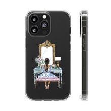 French Vanity Clear Impact-Resistant Phone Case - (Dark Hair/Brown Skin)