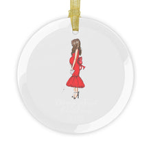 Bump's First Christmas (Brunette) Glass Ornament