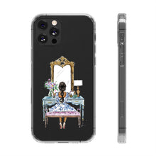 French Vanity Clear Impact-Resistant Phone Case - (Dark Hair/Brown Skin)