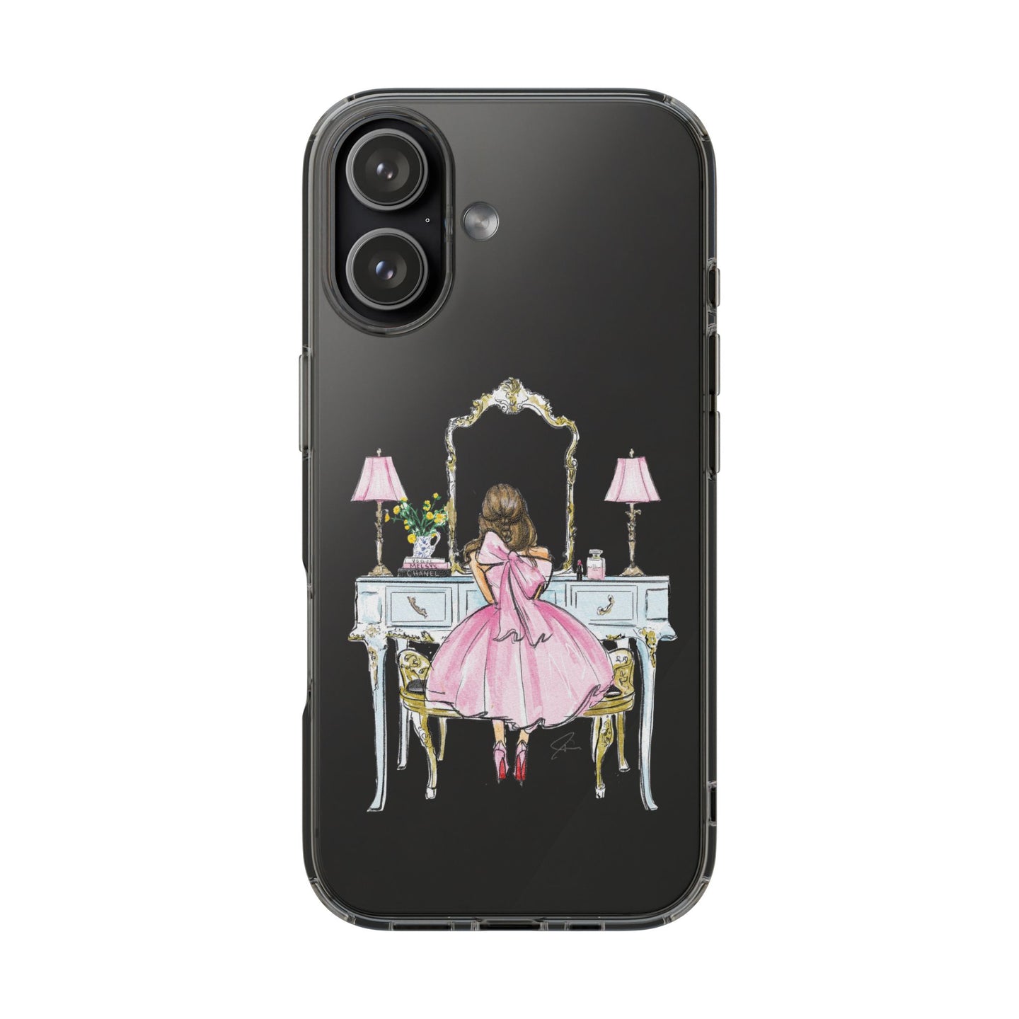 Light Blue Vanity Clear Impact-Resistant Phone Case