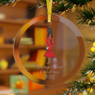 Bump's First Christmas (Dark) Glass Ornaments