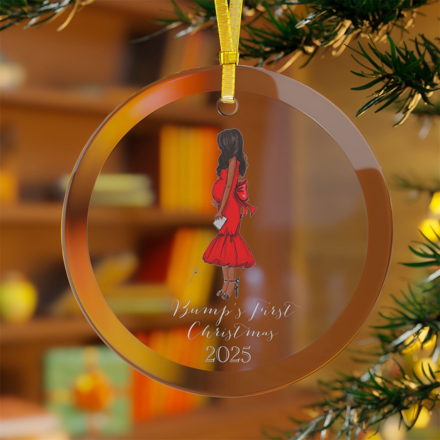 Bump's First Christmas (Dark) Glass Ornaments