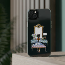 French Vanity Clear Impact-Resistant Phone Case - (Dark Hair/Brown Skin)