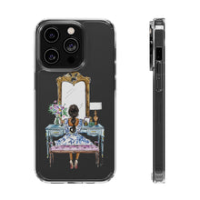 French Vanity Clear Impact-Resistant Phone Case - (Dark Hair/Brown Skin)
