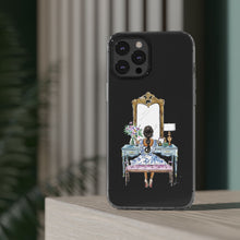 French Vanity Clear Impact-Resistant Phone Case - (Dark Hair/Brown Skin)