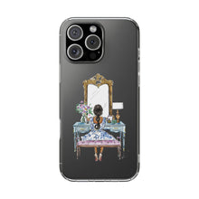 French Vanity Clear Impact-Resistant Phone Case - (Dark Hair/Brown Skin)