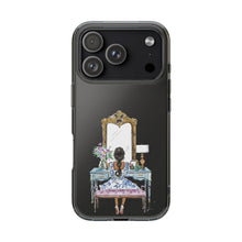 French Vanity Clear Impact-Resistant Phone Case - (Dark Hair/Brown Skin)