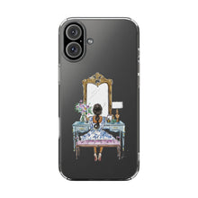 French Vanity Clear Impact-Resistant Phone Case - (Dark Hair/Brown Skin)