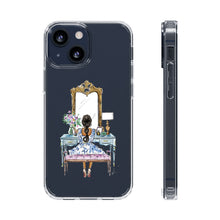 French Vanity Clear Impact-Resistant Phone Case - (Dark Hair/Brown Skin)