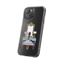 French Vanity Clear Impact-Resistant Phone Case - (Dark Hair/Brown Skin)