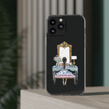 French Vanity Clear Impact-Resistant Phone Case - (Dark Hair/Brown Skin)