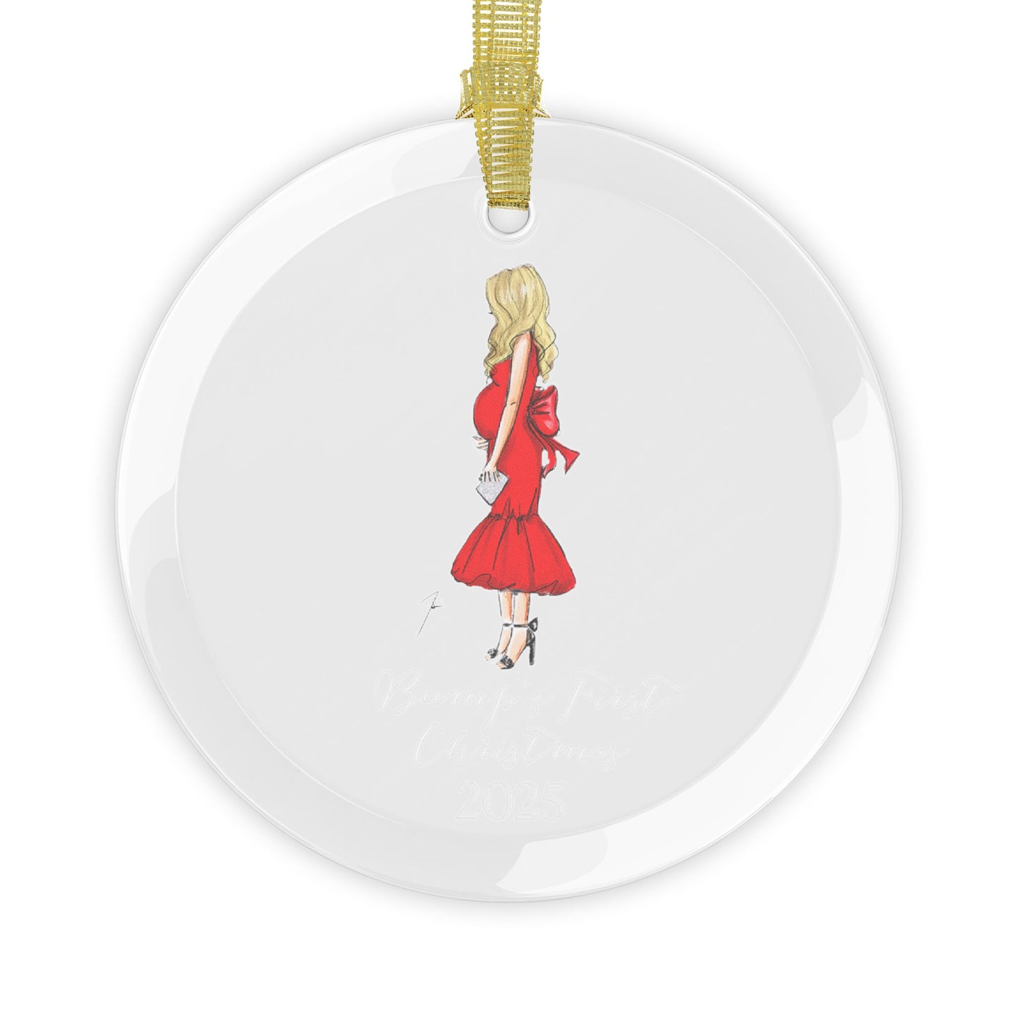 Bump's First Christmas (Blonde) Glass Ornament
