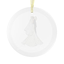 First Married Christmas Glass Ornament (Blonde Groom / Brunette Bride)