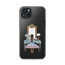 French Vanity Clear Impact-Resistant Phone Case - (Dark Hair/Brown Skin)