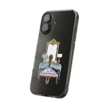 French Vanity Clear Impact-Resistant Phone Case - (Dark Hair/Brown Skin)
