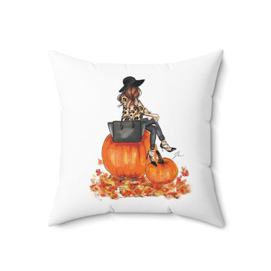 Pumpkin Girl (Brunette) Pillow