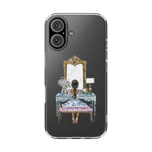 French Vanity Clear Impact-Resistant Phone Case - (Dark Hair/Brown Skin)