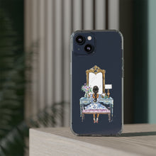 French Vanity Clear Impact-Resistant Phone Case - (Dark Hair/Brown Skin)