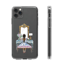 French Vanity Clear Impact-Resistant Phone Case - (Dark Hair/Brown Skin)