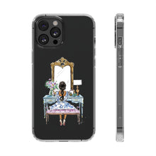 French Vanity Clear Impact-Resistant Phone Case - (Dark Hair/Brown Skin)