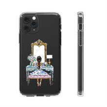 French Vanity Clear Impact-Resistant Phone Case - (Dark Hair/Brown Skin)