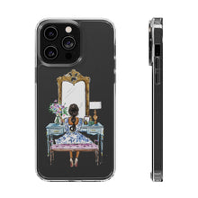 French Vanity Clear Impact-Resistant Phone Case - (Dark Hair/Brown Skin)